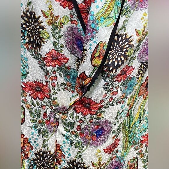 Adriana Iglesias Rafa Floral-Print Jacquard Satin Pajama Top size 44/us size 12 - Picture 3 of 11